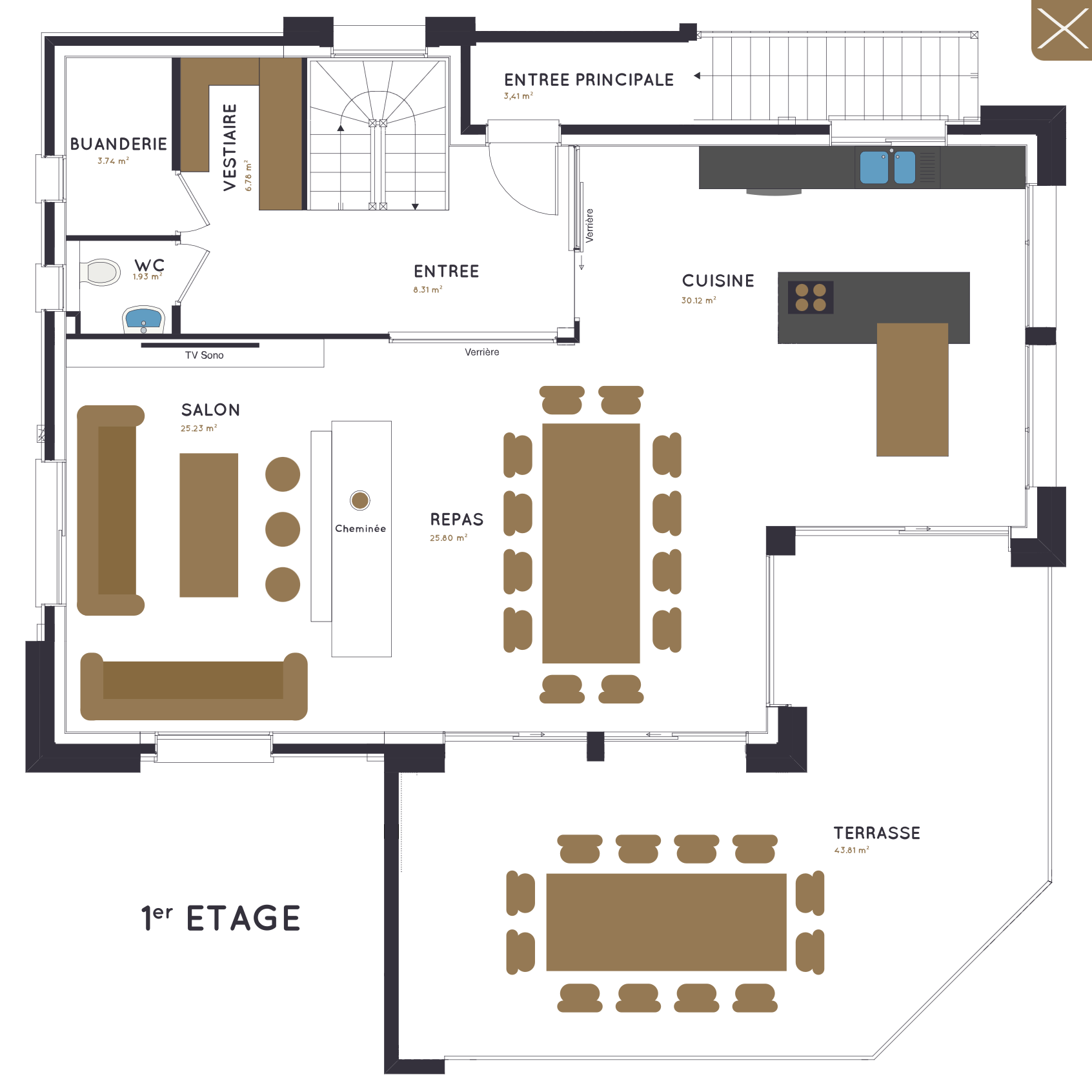 Plan du 1er étage – chalet L'Or des Cimes